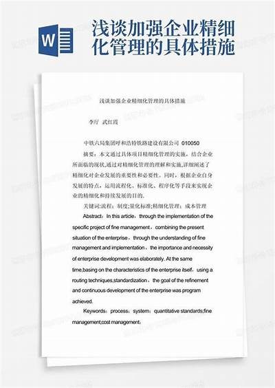 精细化管理助力企业提升运营效率，探讨现代化管理模式的实践与实践